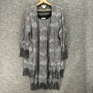 S.L. Fashion Dress Suit Women 20W Plus Gray Striped Lined Fringe Shift Midi